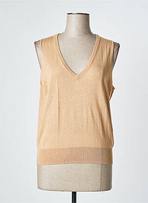 Pull tissage chiné manches courtes beige NOTSHY femme