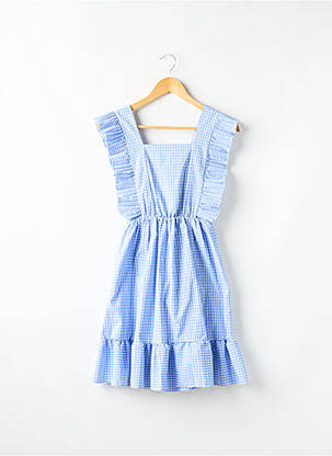 Robe mi-longue col carré manches courtes bleu DIXIE fille