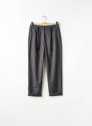Pantalon droit fermeture zippée sous rabat boutonné taille élastique gris DIXIE fille