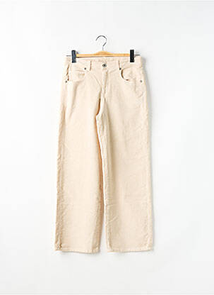 Pantalon droit fermeture zippée sous rabat boutonné taille ajustable beige PLEASE fille