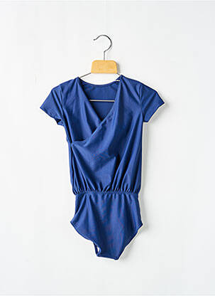 Maillot de bain 1 pièce tissage satiné bleu CANOPEA fille