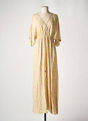 Robe longue manches courtes manches courtes vert GRACE & MILA femme