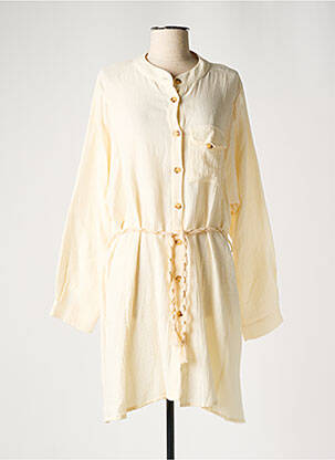 Robe mi-longue coupe fluide manches longues beige GRACE & MILA femme