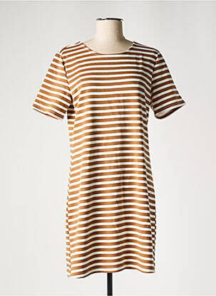Robe courte fermeture zippée au dos manches courtes marron ONLY femme