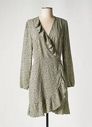 Robe courte manches longues manches longues vert ONLY femme
