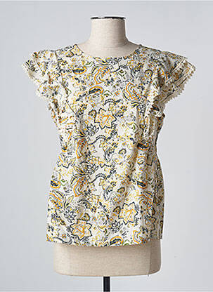 Blouse imprimé fleurs manches courtes beige GRACE & MILA femme