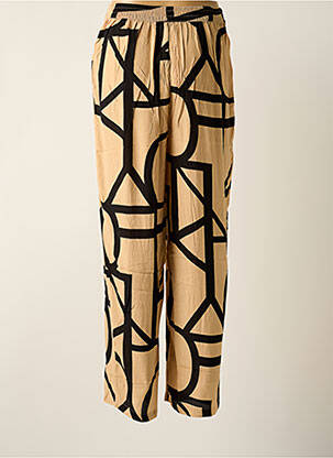 Pantalon large fermeture zippée sous rabat boutonné taille haute beige ONLY femme