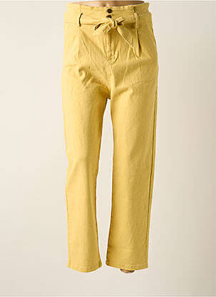 Pantalon droit stretch taille haute jaune GRACE & MILA femme