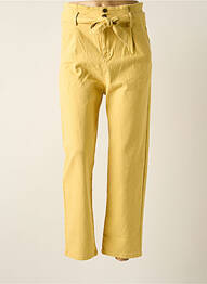 Pantalon droit stretch taille haute jaune GRACE & MILA femme