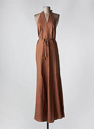 Robe longue tissage crêpe fines bretelles marron B.YOUNG femme