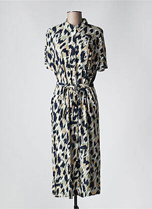 Robe mi-longue tissage crêpe manches courtes bleu VERO MODA femme