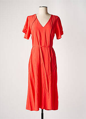 Robe longue tissage popeline manches courtes orange VERO MODA femme