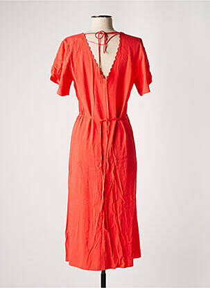 Robe longue tissage popeline manches courtes orange VERO MODA femme