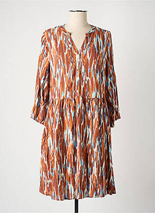 Robe mi-longue imprimé fantaisie manches longues marron B.YOUNG femme