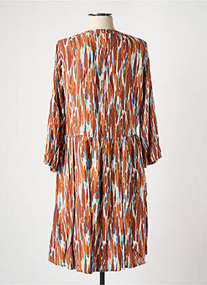 Robe mi-longue imprimé fantaisie manches longues marron B.YOUNG femme