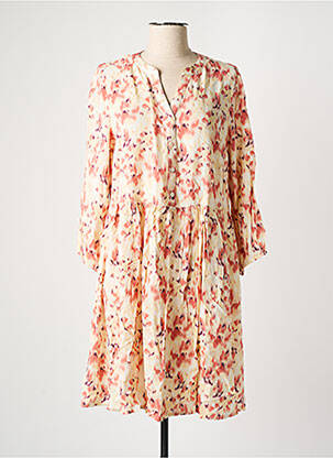 Robe mi-longue imprimé fantaisie manches longues beige B.YOUNG femme