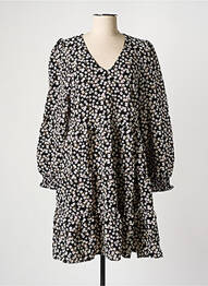Robe mi-longue imprimé fleurs manches longues noir VERO MODA femme