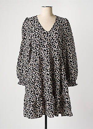 Robe mi-longue imprimé fleurs manches longues noir VERO MODA femme