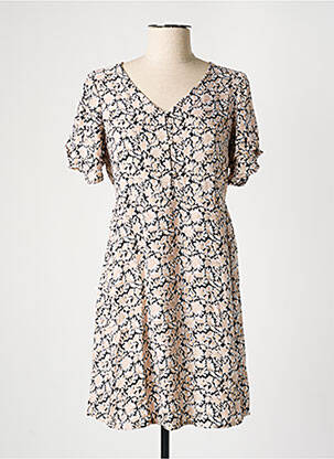 Robe mi-longue imprimé fleurs manches courtes noir VERO MODA femme