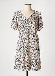 Robe mi-longue imprimé fleurs manches courtes noir VERO MODA femme