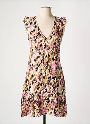 Robe courte manches courtes manches courtes beige VERO MODA femme