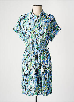Robe mi-longue imprimé fantaisie manches courtes bleu VERO MODA femme