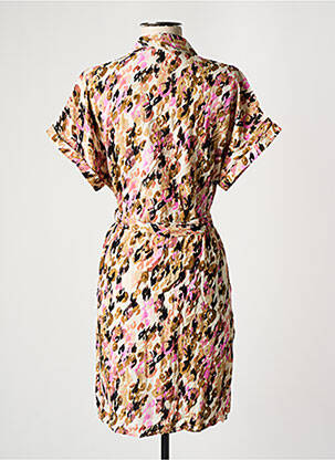 Robe mi-longue imprimé fantaisie manches courtes beige VERO MODA femme