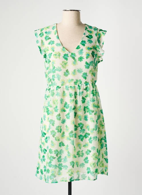 Robe courte coupe évasée manches courtes vert VERO MODA femme