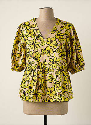 Blouse tissage popeline manches courtes jaune B.YOUNG femme