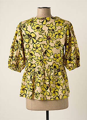 Blouse tissage popeline manches courtes jaune B.YOUNG femme