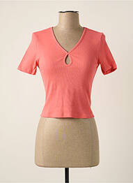 T-shirt col v manches courtes orange NOISY MAY femme