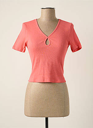T-shirt col v manches courtes orange NOISY MAY femme