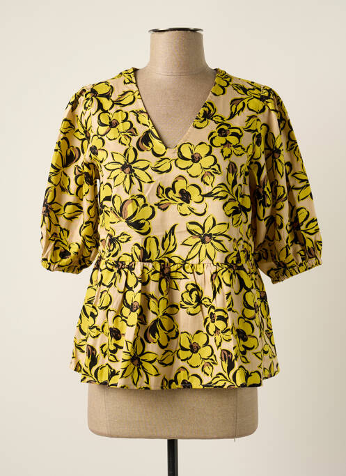 Blouse tissage popeline manches courtes jaune B.YOUNG femme