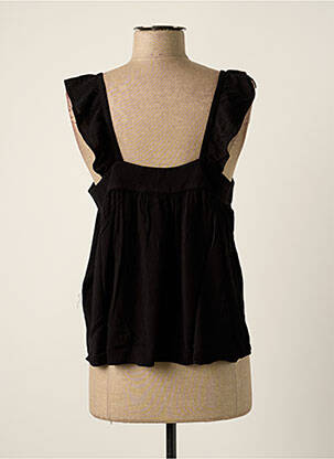 Blouse tissage popeline manches courtes noir ICHI femme