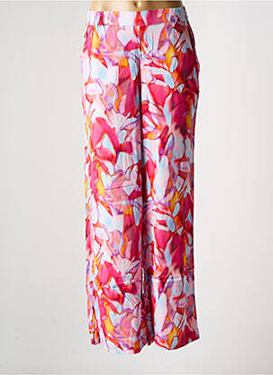 Pantalon large tissage popeline taille normale rose ICHI femme