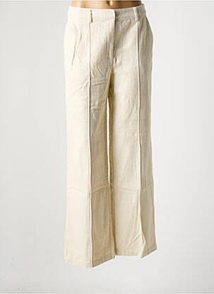 Pantalon large fermeture zippée sous rabat avec crochet beige B.YOUNG femme