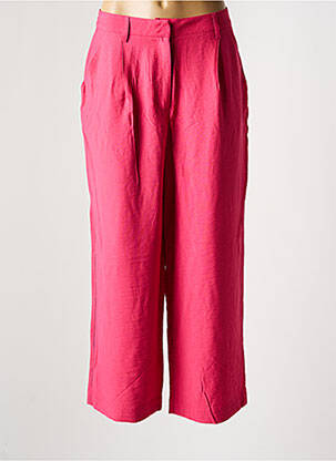 Pantalon droit tissage popeline rose ICHI femme