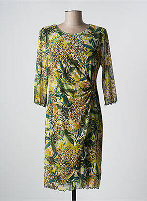 Robe mi-longue manches 3/4 manches 3/4 vert ARONA femme