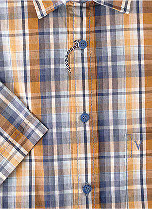 Chemise manches courtes imprimé carreaux bleu MARVELIS homme