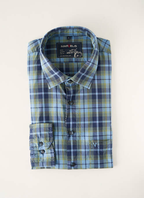 Chemise manches longues bleu MARVELIS pour homme