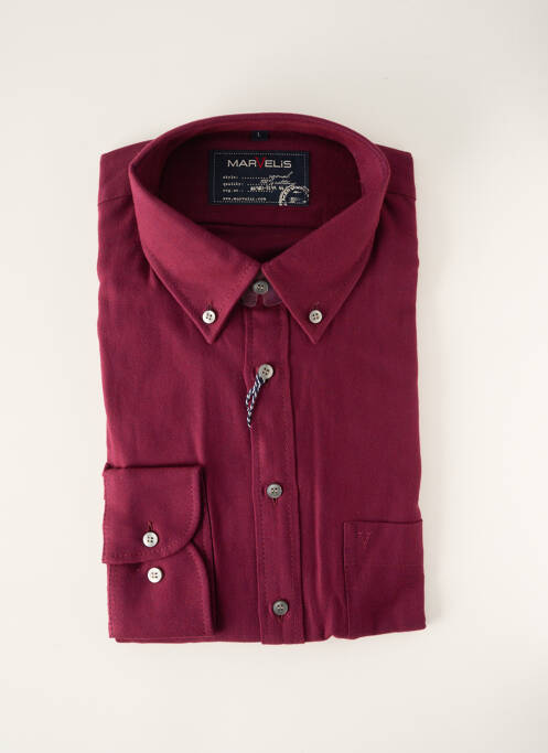 Chemise manches longues rouge MARVELIS pour homme