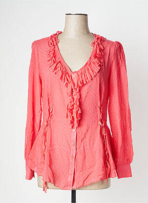 Chemisier coupe cintrée manches longues rouge SUN LIGHT femme