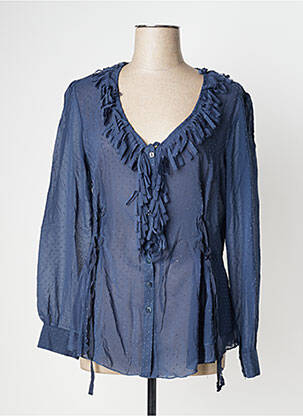 Chemisier coupe cintrée manches longues bleu SUN LIGHT femme