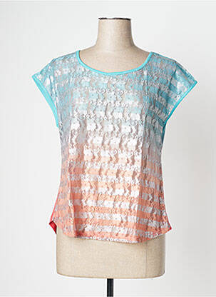 T-shirt stretch manches courtes bleu PAUL BRIAL femme