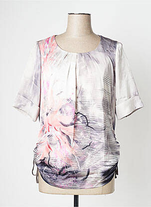 Blouse imprimé fantaisie manches courtes beige GELCO femme