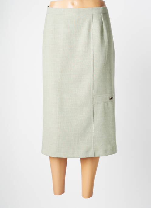 Jupe mi-longue coupe droite vert GEVANA femme