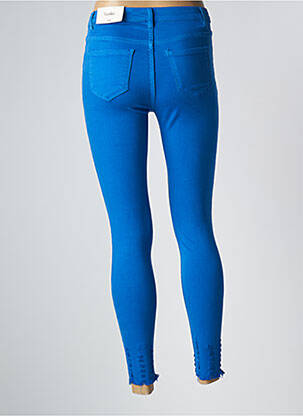 Pantalon 7/8 fermeture zippée sous rabat boutonné bleu LAULIA femme