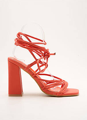Sandales/nu pieds matière lisse talon haut de 10cm et plus orange STEPHAN  femme