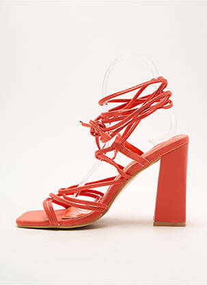 Sandales/nu pieds matière lisse talon haut de 10cm et plus orange STEPHAN  femme