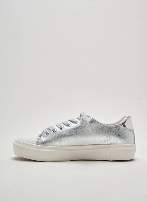 Baskets matière lisse talon plat jusqu'à 3cm argent I LOVE SHOES femme